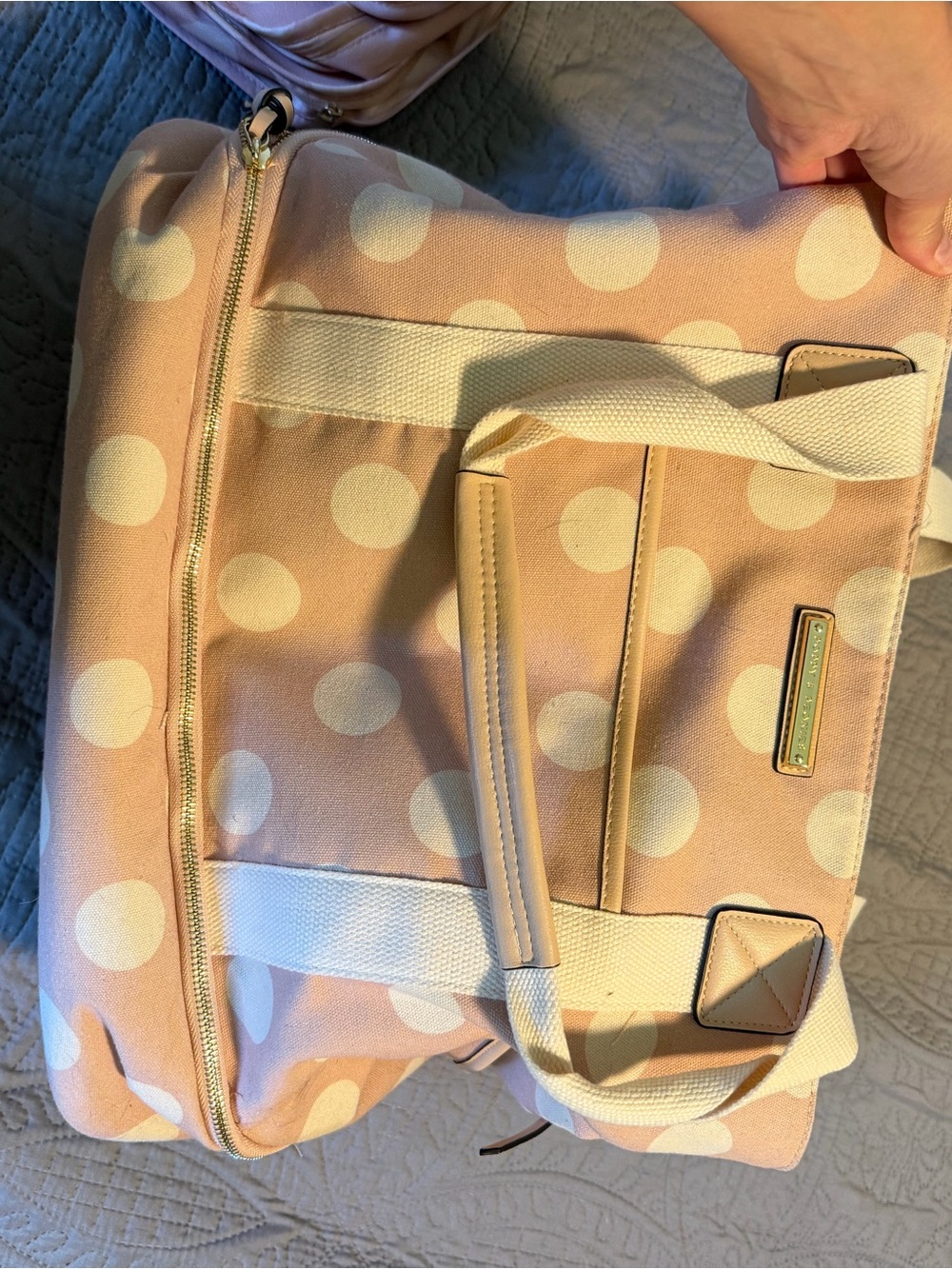 Polka Dot Weekender Tote Bag - Pink Cream